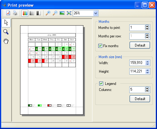 Screenshot - Print Preview JX Ovulation Calendar - Personal Ovulation Calculator